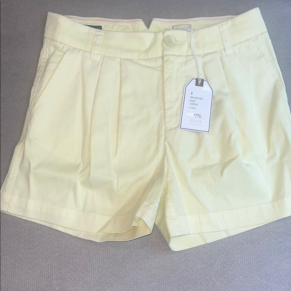 Nwt Ecru Citron New Mitchell Shorts Tailored Pleated Design